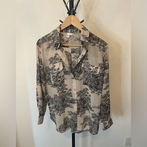 Elan -  Black and Tan Button Down Blouse. Size small